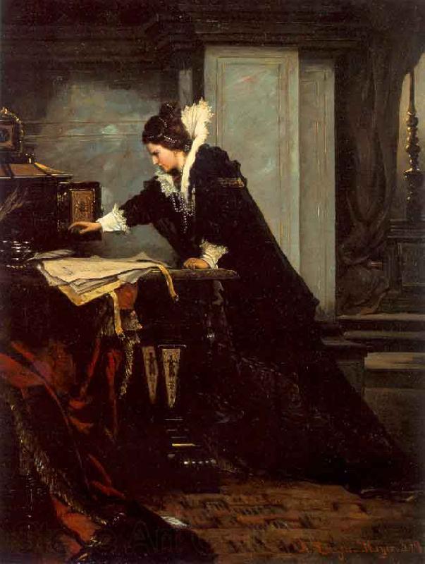 Frank Blackwell Mayer Queen Elisabeth Signs the Condemnation to Death to Mary Stuart Spain oil painting art